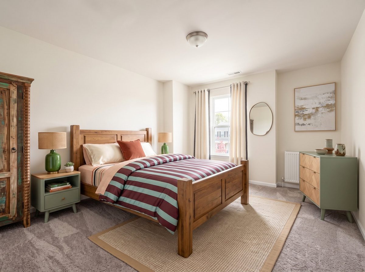 Chambre réaménagée en ambiance bohème