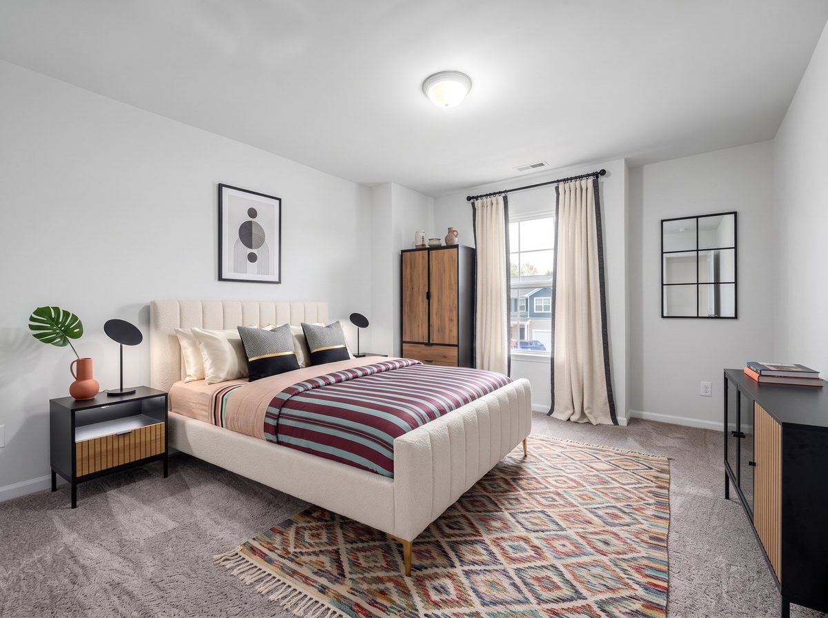 Chambre réaménagée en ambiance contemporaine