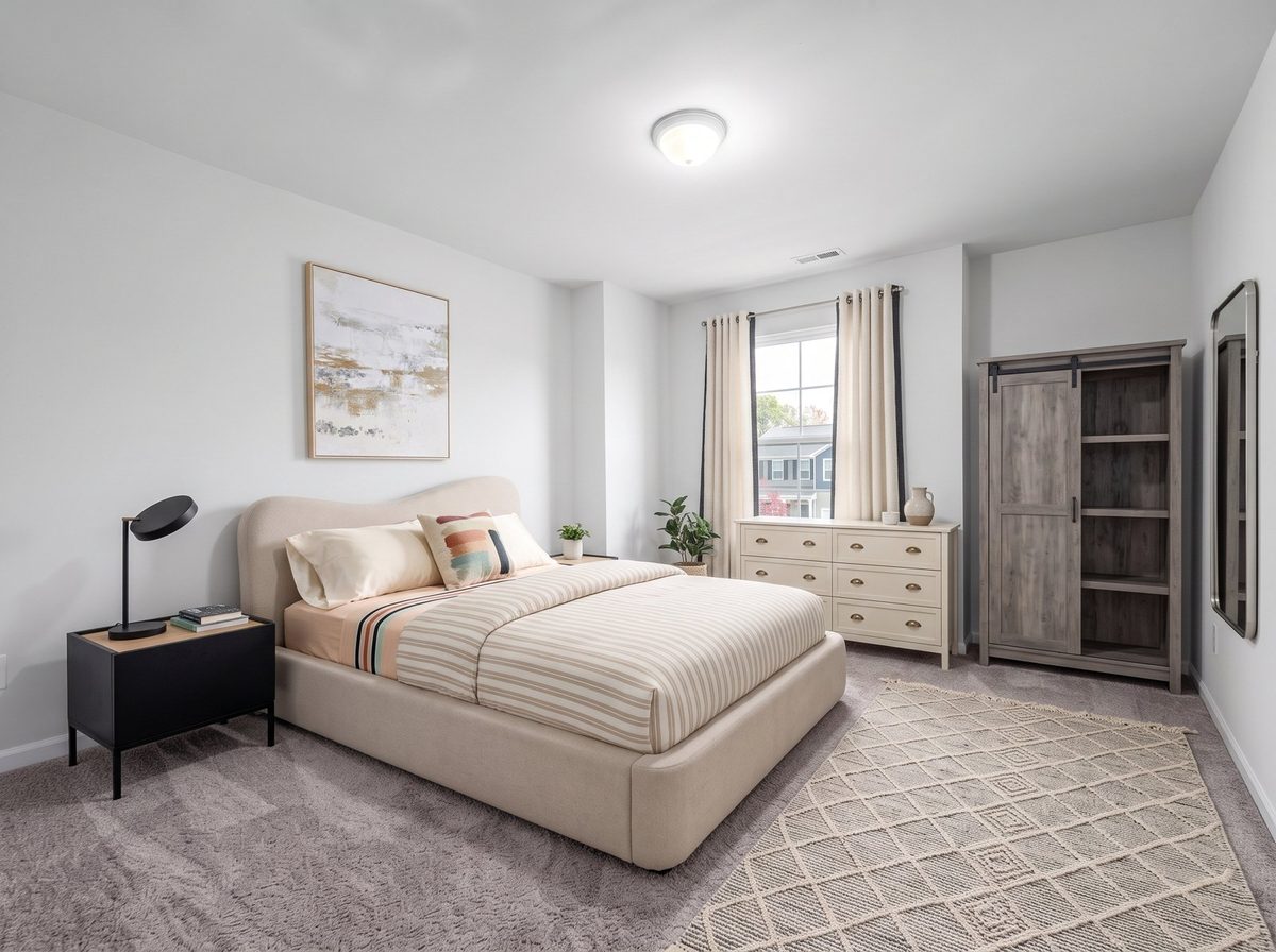 Chambre réaménagée en ambiance minimaliste