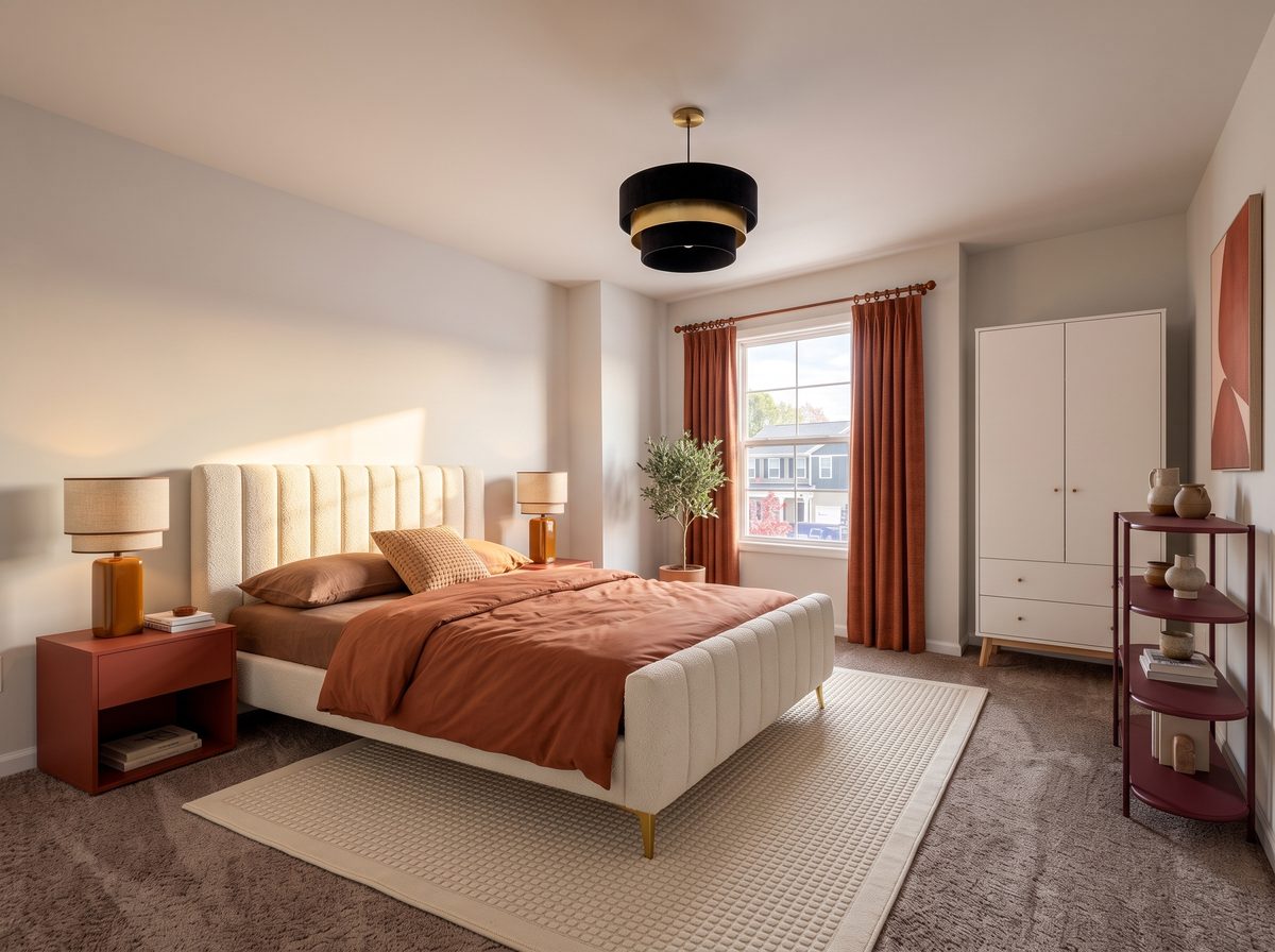 Chambre réaménagée en ambiance chaleureuse