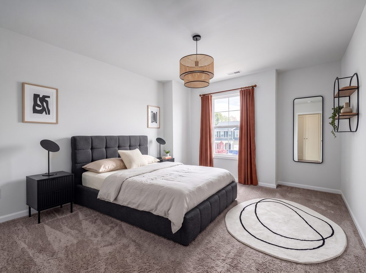 Chambre réaménagée en ambiance contemporaine