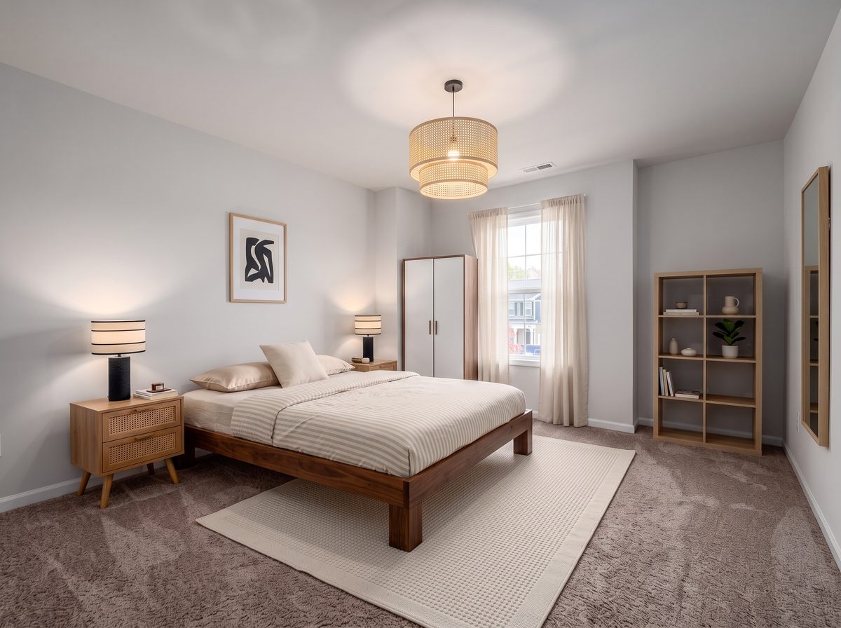Chambre réaménagée en ambiance japandi