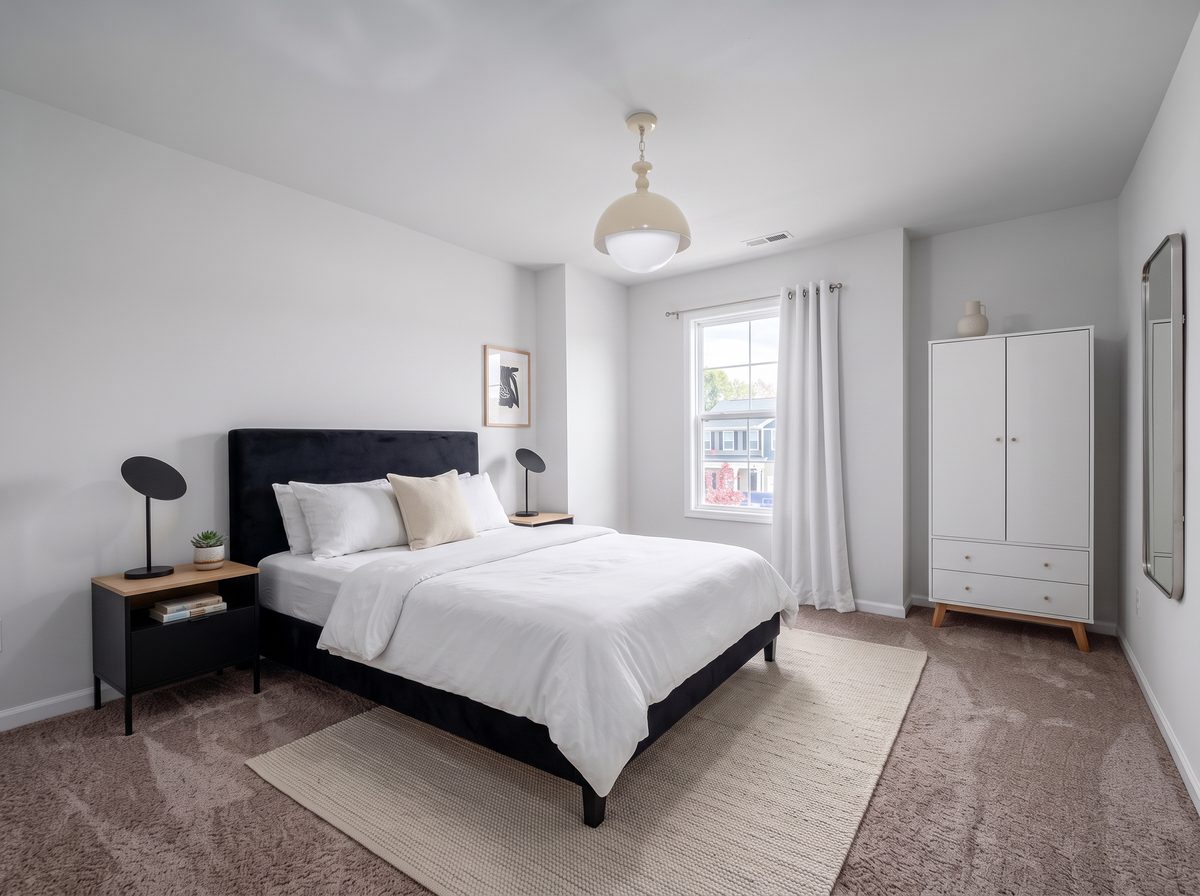 Chambre réaménagée en ambiance minimaliste