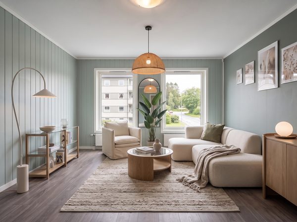 Salon réaménagé en style scandinave par DecoScale