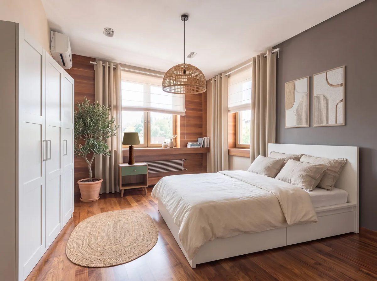 The same bedroom refurnished in a Scandinavian style